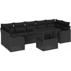Gartensofa-Set mit Kissen 8 pcs Schwarz Poly-Rattan Gartenmöbel Modelis3348419