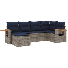 Garten-Sofagarnitur Set Grau PE-Rattan Ecksofa & Mittelsofa mit Armlehnen - 3-Seater für Terrasse oder Innenhof - UV-beständig und wasserdicht Model3227020
