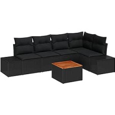 Gartensofa-Set mit Kissen 6 pcs Schwarz Poly-Rattan Gartenmöbel Modelis3347961