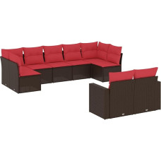 Garten-Sofagarnitur Ecksofa Braun PE-Rattan 62x62x69cm Mitte & Armlehnen - Entspannung im Freien Model3219414