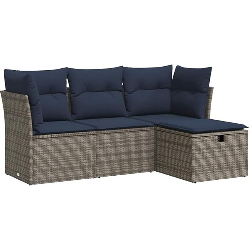 Garten-Sofagarnitur mit Stauraum & Fußhocker - PE-Rattan, 55x53x34 cm, für Terrasse und Innenhof Modelis3325257