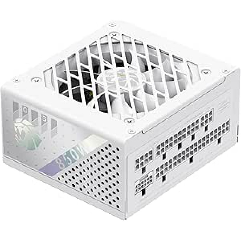 GAMEMAX GS-850G SFX kompiuterio maitinimo šaltinis 850 W, visiškai modulinis, 80 Plus Gold, aukštos kokybės japoniški kondensatoriai, FDB ventiliatorius, APFC+LLC+DC-DC, 9 apsaugos funkcijos, baltos spalvos