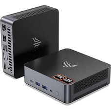 NiPoGi AM21 mini kompiuteris АMD Ryzen 7 8745HS (8C/16T/Zen4, iki 4,9 GHz) 16GB DDR5 512GB SSD, mini stalinis kompiuteris su W11 PRO|АMD Radeon 780M| 4K 4 ekranas|WiFi6|Dual LAN biurui, dizainui ir žaidimams
