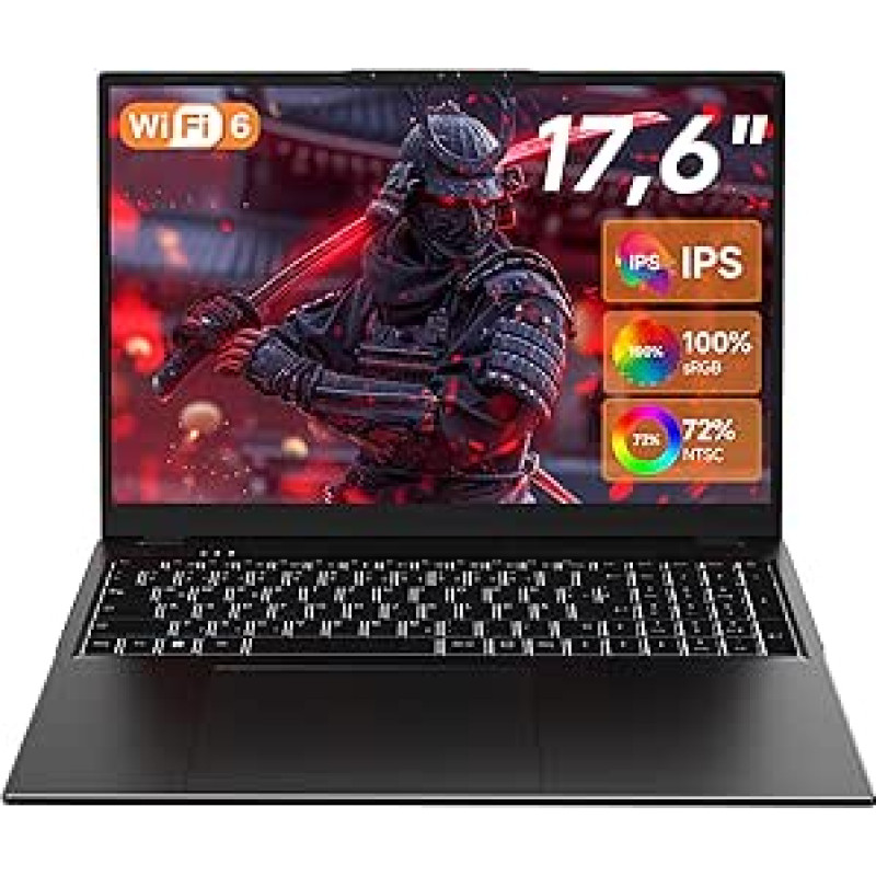 jumper 2025 Nešiojamasis kompiuteris 17,6 colių IPS 1920X1200, N95 procesorius, 16 GB RAM, 1 TB SSD + 128 GB eMMC, apšviesta QWERTY klaviatūra, lengvas nešiojamasis kompiuteris verslui ir studentams, USB/HDMI/Type-C/WiFi6