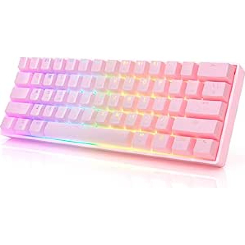 GK61 mechaninė žaidimų klaviatūra - 61 klavišas su RGB apšvietimu ir LED apšvietimu PC / Mac žaidėjams