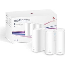 HUAWEI WiFi Mesh 3+ Router, Dual Band Wi-Fi 6 AX3000, Whole House WiFi Coverage, Over 250 Device Connections, Wall Penetration, No DSL Function, 30 Months Warranty, White, Pack of 3