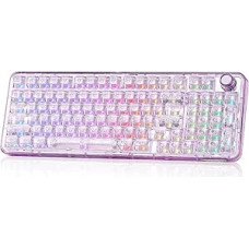 YUNZII X98 QMK/VIA belaidė mechaninė žaidimų klaviatūra, trijų režimų BT5.0/USB-C/2,4 GHz karšto keitimo klaviatūra, iš anksto sutepti jungikliai, RGB foninis apšvietimas (violetinė, kristalinis jungiklis)