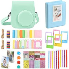 KIKIGOAL Instant Mini 12 Accessories Compatible with Instax Mini 12 Includes Camera Bag, Photo Album, Filter, Wall Hanging Frame, Sticker, mint green, Modern
