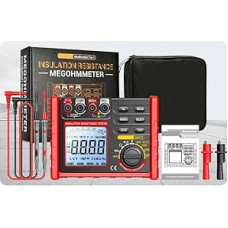 MH15 Digitaler Megohmmeter Isolationswiderstandsprüfer mit 100/250/500/1000 V Testspannungen, 6000 Count-LCD-Display, Datenspeicherung, automatische Abschaltung, für elektrische Geräte und