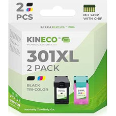 Kineco 301XL Printer Cartridges Multipack (Black + Colour) - Replacement for HP 301/301 XL for HP Envy 4500/5530/5534/4504, DeskJet 2540/1510/2544/2549, OfficeJet 4630/4632/2620/2622 – High yyyyLittleness