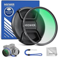 NEEWER 55 mm MC UV apsauginis filtras su objektyvo dangteliu, daugialypės atsparios nanodangos/optinis HD stiklas/vandeniui atsparus/atsparus įbrėžimams/labai plonas aliuminio lydinio rėmelis/ ultravioletinių spindulių filtras