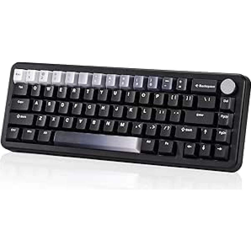 YUNZII B68 belaidė mechaninė klaviatūra, trijų režimų BT5.0/2.4GHz/USB-C karšto keitimo tarpinė, kreminė klaviatūra, RGB apšvietimas NKRO, miela klaviatūra Win/Mac (juoda, Milk V2 Switch)