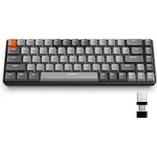 YINDIAO K68 60% Wireless Mechanical Gaming Keyboard, Bluetooth 5.0/2.4 GHz, Compact 68 Keys Mini Keyboard with Dual Mode Receiver, Hot Swap Capable, Power-Saving, Red Switch, for PC, Mac (Light Grey)