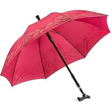 Twin Stick Umbrella with Fritz Handle - Diameter 105 cm - 2 in 1 Walking Stick and Umbrella - Hand Cane, Walking Aid, Crutch - Adjustable Height - Paisley Bordeaux