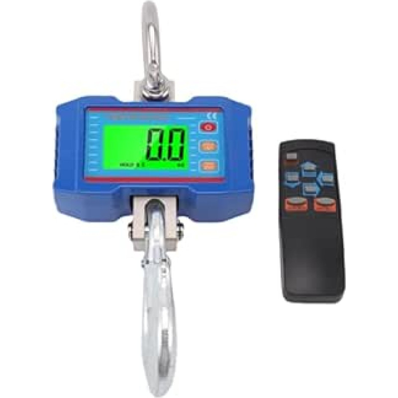 Buachois Industrielle Elektronische Kranwaage 1000kg, Digitale Hängewaage mit LCD Hintergrundbeleleuchtung, Einheitenumschaltung, Datenhaltefunktion, Fernbedienung bis 65FT, für Indu