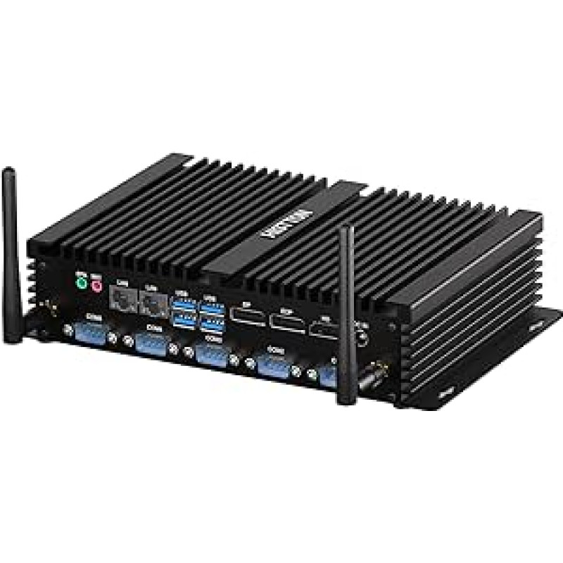 HISTTON Mini kompiuteris be ventiliatoriaus Pramoninis kompiuteris Keturių branduolių i7-8550U DDR4 16GB RAM 512GB SSD, 4 RS232 COM+2 RS232/485 COM, 2 LAN, HD 2.0, DP, EDP, LPT, WiFi, mini stalinis kompiuteris Windows 11 Pro/Linux Ubuntu