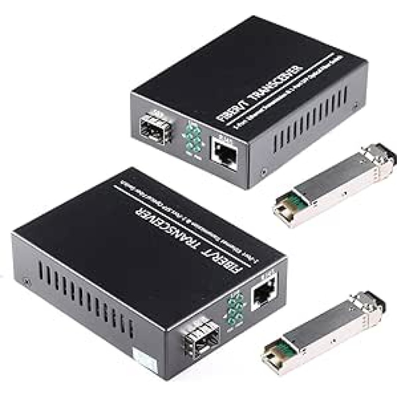 Vienos poros 1.25G Gigabit Ethernet skaidulų medijos keitikliai su SFP LC vieno branduolio siųstuvo moduliu, vieno režimo LC, SMF-RJ45 į SFP lizdą iki 30KM, nuo 10/100/1000Base-Tx iki 1000Base-SX