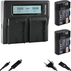 2 x Blumax Battery Compatible with Canon LP-E6NH [2250 mAh] + LCD Dual Charger LP-E6P LP-E6N LP-E6 for Canon EOS R R5 II R6 II R7-5D Mark III IV 7D 90D