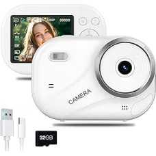 ydi Skaitmeninis fotoaparatas 48 MP automatinio fokusavimo fotoaparatas su 16 kartų priartinimu, 4K UHD vaizdo kamera, 32 GB kortele, kompaktiškas nešiojamasis vaizdo stebėjimo fotoaparatas paaugliams, vaikams, mergaitėms, berniukams - baltas