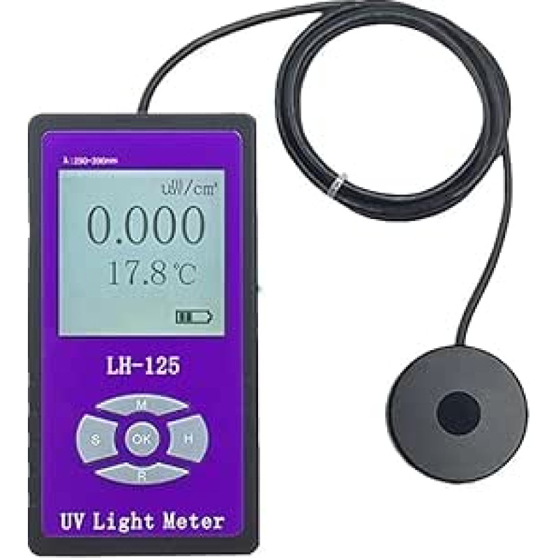 UV matuoklis, UVA + UVB LH-125 barjeras, UV pralaidumas, skvarbos koeficientas Švytėjimo detektorius, sveikatos prietaisas, UV šviesos matuoklis