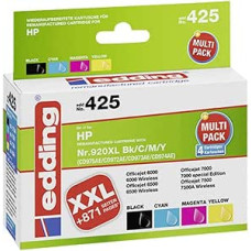 EDD-425 EDD-425 rašalo kasetė, 4 vnt. - juoda, žydra, purpurinė, geltona - 1x 48 ml + 3x 12 ml - našumas 1x 1735 3x 960 puslapių - pakeičia HP 920XL (CD975/CD972/CD973/CD974)