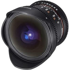 Samyang T3.1 VDSLR ED AS NCS Žuvies akies objektyvo prijungimas Canon 12 mm