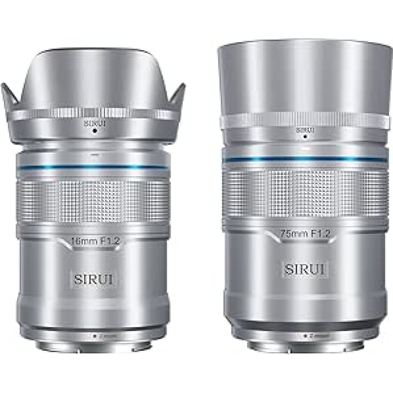 SIRUI Snaiperio automatinio fokusavimo objektyvų rinkinys, 16 mm, 75 mm F1.2 Didelis kampas APS-C Pour Z30, Z50, Zfc (Monture Z, Argent)