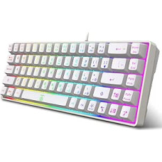 Snpurdiri 60 % procentų žaidimų klaviatūra, ergonomiška maža mini žaidimų klaviatūra, tyli kompaktiška RGB apšvietimo klaviatūra, skirta 