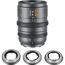 SIRUI VP-1 Vision Prime 1 T1.4 pilno kadro kino objektyvų rinkinys, 24 mm kino objektyvas su rankiniu fokusavimu ir iš anksto įmontuotu el. laikikliu, keičiamais RF/Z/L laikikliais (metalinė pilka)