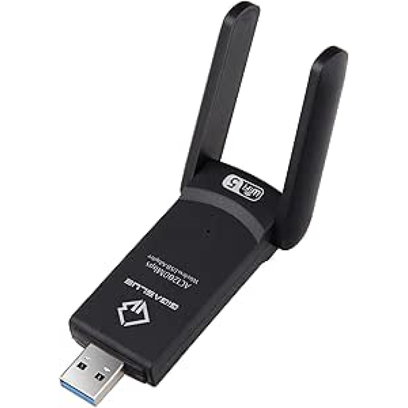 GigaBlue Ultra 1200Mbps WiFi 2,4 ir 5GHz USB 3.0 WiFi dviejų dažnių juostų adapteris 5GHz + 2,4GHz 2x5dBi didelės spartos 802.11ac belaidžio tinklo adapteris WiFi imtuvas Windows/Mac OS/Linux