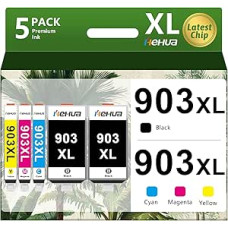 hehua 903XL Multipack Printer Cartridges Compatible with HP 903XL HP 903 XL for HP Officejet 6950 Printer Cartridges for HP Officejet Pro 6970 Cartridges for Officejet 6960 All-in-One Printer (5 Pack