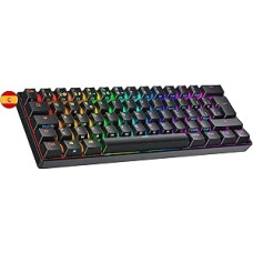 Ranked S60 Supernova Mechanical 60 Percent Keyboard, Hotswap Gaming Keyboard, 62 Programmable Keys with RGB Lighting, PC/Mac Gamer, ISO ES Spanish (Black, Gateron Optical Brown)