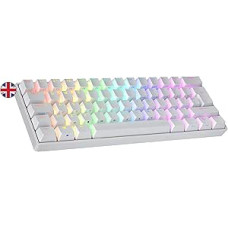 Ranked N60 Nova Mechanical 60 Percent Keyboard, Hotswap Gaming Keyboard, 62 Programmable Keys with RGB Lighting, PC/Mac Gamer, ISO UK Layout (White, Gateron Blue)