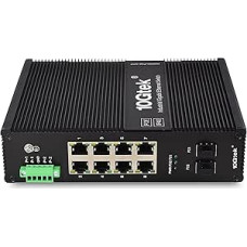10Gtek 10 prievadų pramoninis DIN-juostelės Ethernet komutatorius DIN Rail, POE 802.3af/at, IP40, 2 x Gigabit SFP lizdas su 20 km SFP siųstuvu, G0208i-P08, montuojamas ant DIN-juostelės (maitinimo šaltinis neįtrauktas)