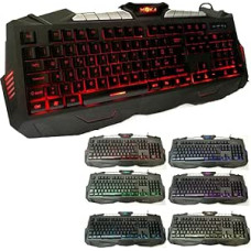 MYKA žaidimų klaviatūra Gamer 7 spalvų LED multimedijos programuojama daugiaspalvė apšviesta lazeriu graviruoti klavišai Anti-GOST Key-MG7
