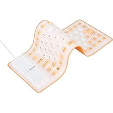 ASHATA Waterproof Silicone Keyboard, Foldable Flexible USB Dustproof Silent Keyboard 85 Keys, Lightweight and Portable, Soft, Comfortable to Use, for PC Laptops (Orange)