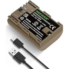 NEEWER 2400mAh LP-E6NH LP-E6N LP-E6N LP-E6 atsarginė baterija, įkraunama fotoaparato baterija su C tipo USB 2,5 val. greito įkrovimo funkcija, suderinama su 