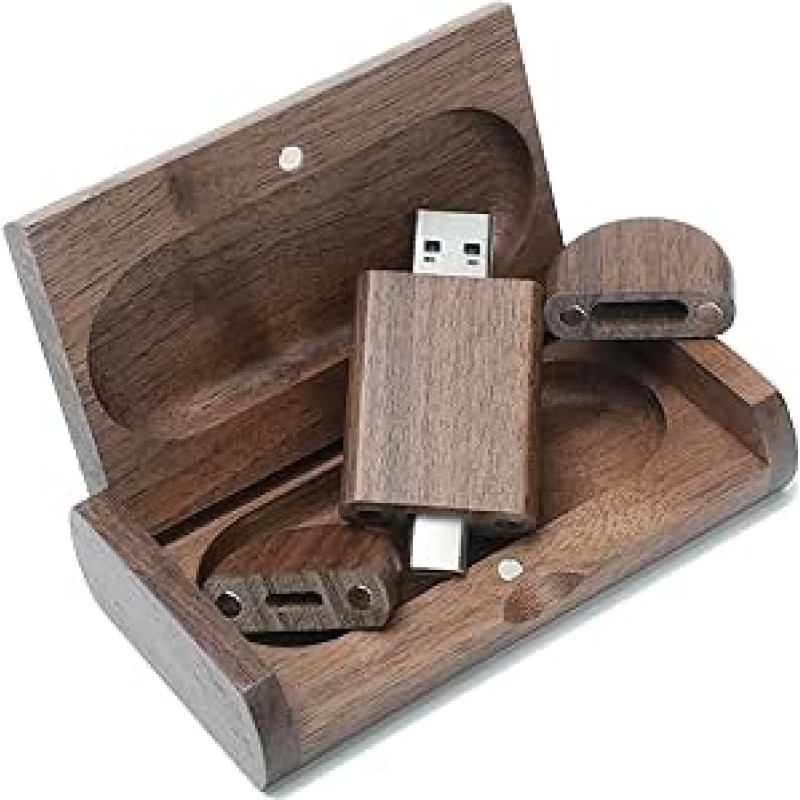 USB atmintinė 2.0-64GB OTG USB C atminties kortelė 64GB 2-in-1 C tipo atmintinė Mini Walnut Box Memory Stick Išorinis rašiklis, skirtas 