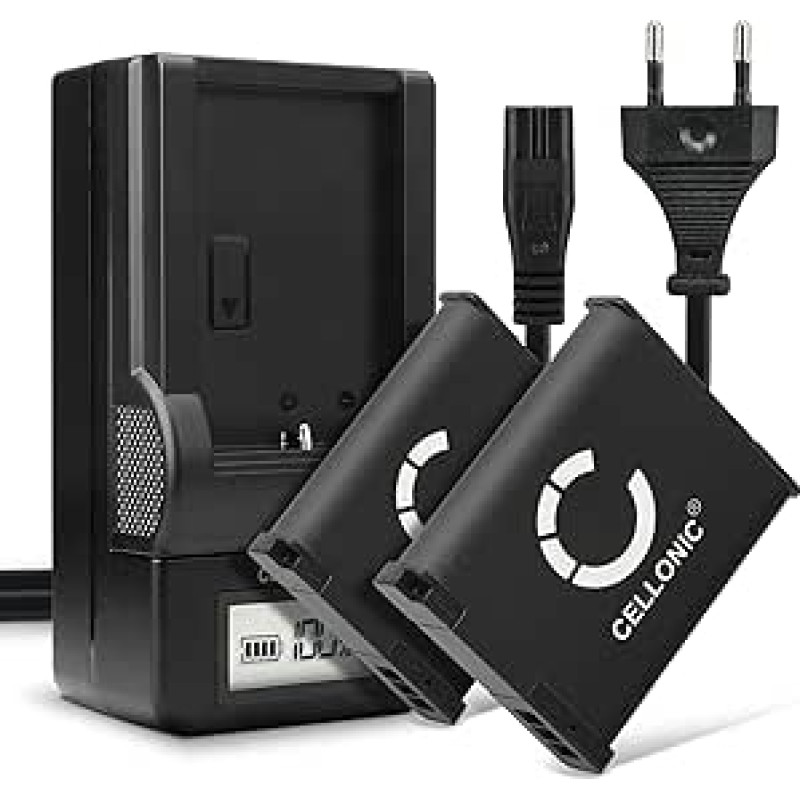 CELLONIC, 2 x fotoaparato baterija, suderinama su Panasonic Lumix DMC-TZ41, DMC-ZS100, DMC-TZ37 (3,7 V, 1050 mAh) + įkroviklis