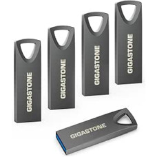 GIGASTONE 32 GB plonas atmintukas (5 vnt.) Z70 USB 3.2 Gen 1, itin greitas, 100 MB/s, nikelio metalo dizainas, duomenų saugykla, atsarginė kopija, skirta kompiuteriui, kompiuteriui, televizoriui ir automobiliui, suderinama su USB 2.0/3.0/3.1