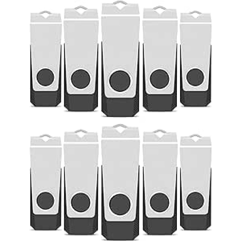 TEWENE USB atmintinė 8GB USB 2.0 Flash Drive 10-Pack Thumb Drive Pen Drive USB atminties kortelė su dirželiais ir lipdukais