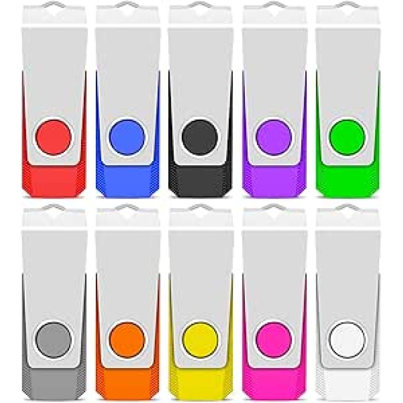 TEWENE 16 GB USB 2.0 atmintinė 10 pakuočių USB atmintinė su raktų pakabuku ir lipduku, skirta kompiuteriams Automobiliai