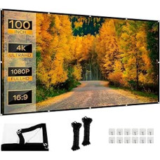 Screen Projector 100 Inches, High-Resolution Thickened Foldable Projector Screen, 16:9 HD Anti-Wrinkle Projector Screens for Home Cinema, Office and Camping (100 Inches)