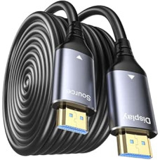 8K HDMI Fibre Optic Cable 15 m, HDMI 2.1 Cable 48 Gbps Ultra High Speed, In Wall CL3 Rated, AOC 8K @ 60Hz, 4K @ 120Hz/144Hz Dynamic HDR eARC Dolby HDCP2.2 Compatible with PS5, Xbox SeriesX, PC,
