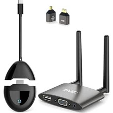 Belaidis HDMI 4K siųstuvas ir imtuvas, AIMIBO belaidis USB-C ilgintuvas 5G su HDMI/VGA, Netflx vaizdo įrašų srautas iš nešiojamojo kompiuterio, kompiuterio, mobiliojo telefono, fotoaparato į televizorių, monitorių ar projektorių - iki 50 m