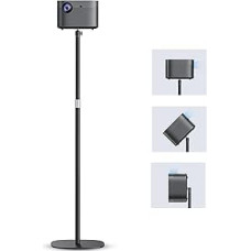 Metalinis projektoriaus stovas, reguliuojamo aukščio 50-125 cm, su 360° pasukimo kampu, taupantis erdvę, išlaikantis iki 5 kg svorį, suderinamas su projektoriais, fotoaparatais, vaizdo kameromis ir kt.