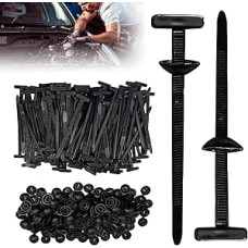 Nylon Universal Cable Tie Buckle, 100 Sets Nylon Zip Tie Holders, Universal Push Mount Zip Tie Holders, Bumper Retainer Clips for Automotive Repair, Quick Fastening, Black