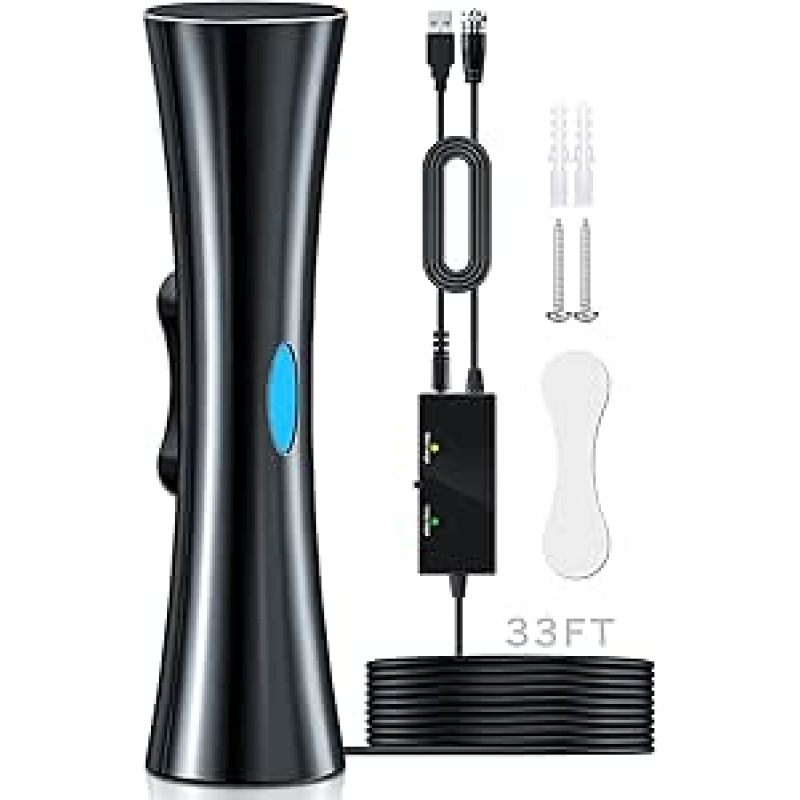 DVB-T/DVB-T2 antena 620+KM DVBT2 antena su stiprintuvu patalpoje, 2026 m. naujausia skaitmeninė antena televizoriui patalpoje / lauke su signalo stiprintuvu, tinkama 4K 1080P ir visiems TV įrenginiams