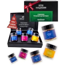 Hallingers Genuss Manufaktur Grilio prieskonių dovanų rinkinys Kalėdos - 5 aukščiausios kokybės prieskoniai kepsniams ir griliui elegantiškoje dovanų dėžutėje, prieskonių rinkinys 