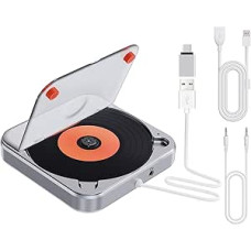 CD grotuvas automobiliui su USB/AUX prievadu, CENXINY išorinis CD grotuvas, suderinamas su automobiliniu radiju, universalus grotuvas automobiliui, su AUX kabeliu/USB prailginimo kabeliu